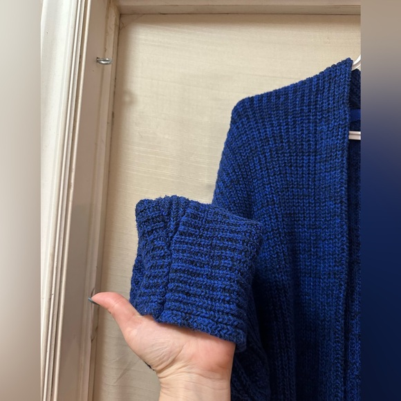 Free People Blue Chunky Knit Open Front Cardigan Sweater Medium - Picture 8 of 8